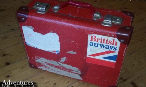 My first flight suitcase with British Airways sticker