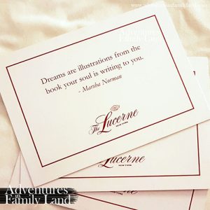 pillow cards at the lucerne hotel nyc